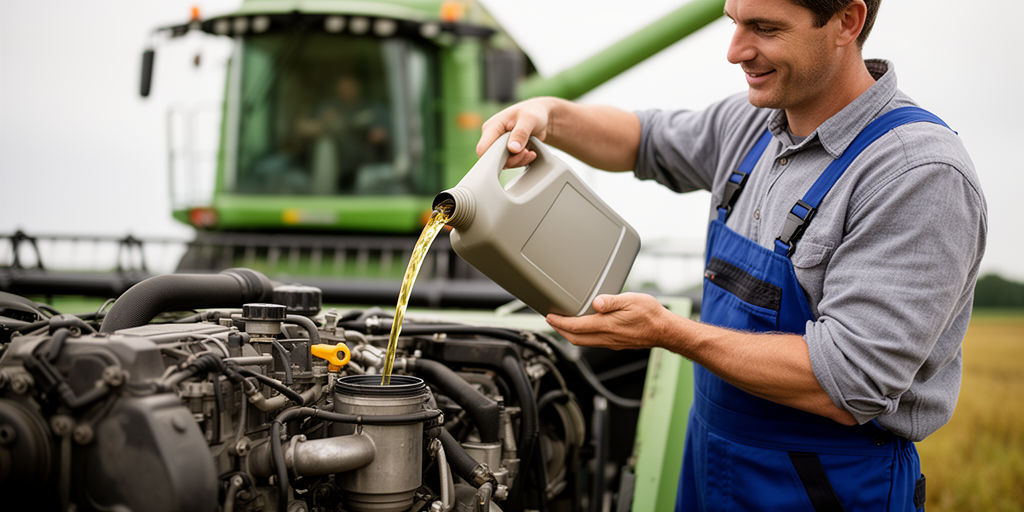 Долив моторного масла в комбайн