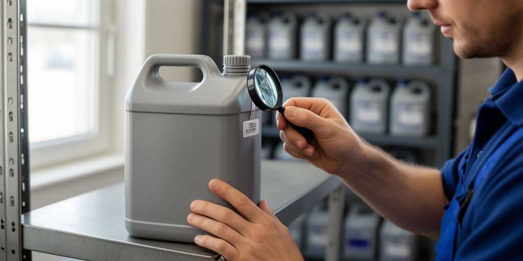 Проверка защитной пломбы на канистре моторного масла