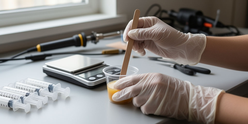 Смешивание двухкомпонентной смолы