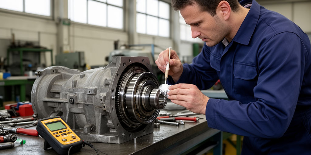 Инспекция редуктора в цеху