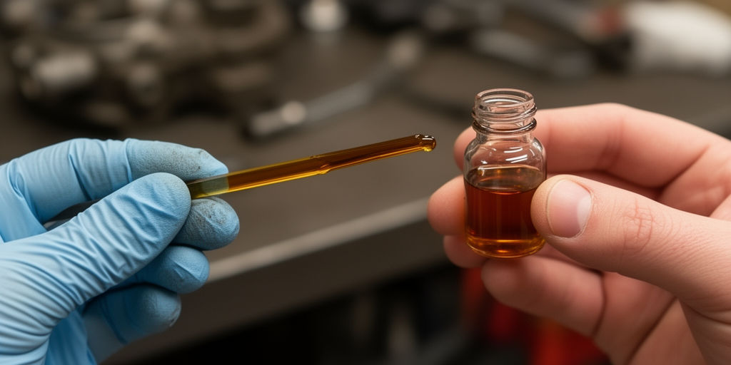 Проверка масла по щупу и образцу